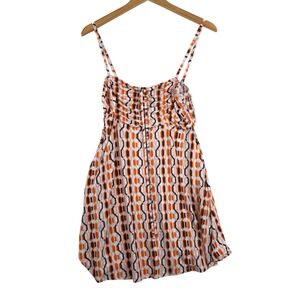 Aster Geometric Abstract Print Halter Dress size Large Orange/Cream